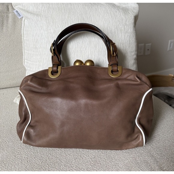 Marni Handbags - Marni Leather Kisslock bag Purse Brown Leather Vintage Rare Y2K Shoulder Luxury